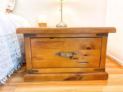 Large thick rustic wooden coffee table tv unit sideboard and a pair matching corner tables