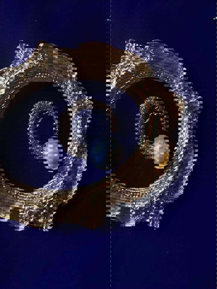 Vintage style natural pearl brooch earrings ring gold plated well made brand new