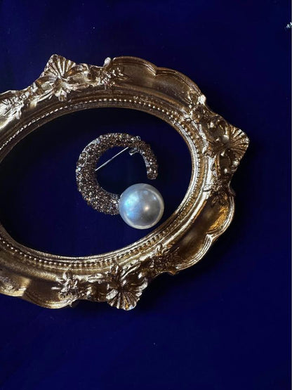 Vintage style natural pearl brooch earrings ring gold plated well made brand new