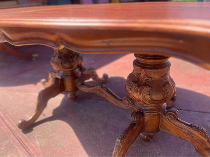 Antique solid timber oval shape dining table 175x 108x76 cm with 6 chairs