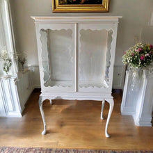 Load image into Gallery viewer, White antique Queen Anne display cabinet 150cm height
