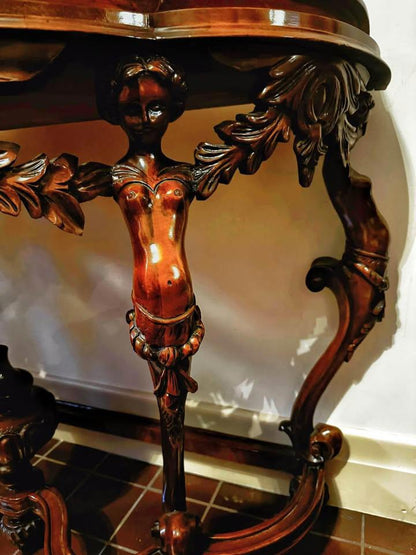 Elegant Vintage Carved Console Table with Mirror hall table