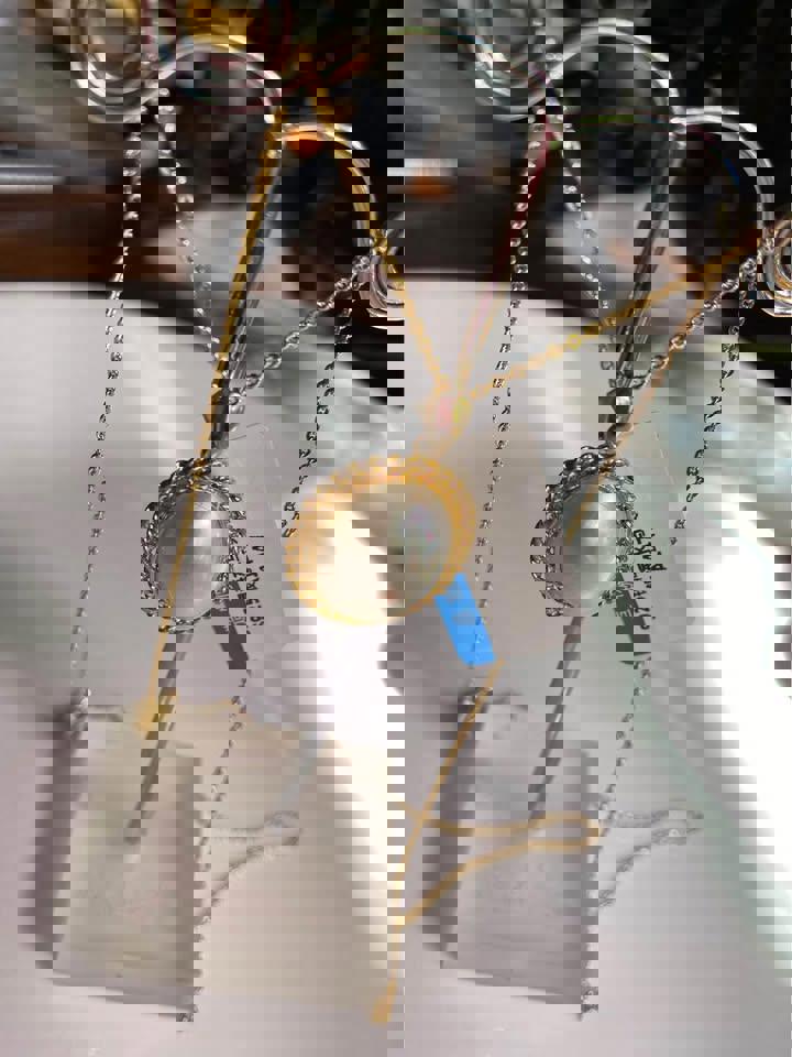 Gold plated s925 silver natural Mabe sea water Pearl necklace