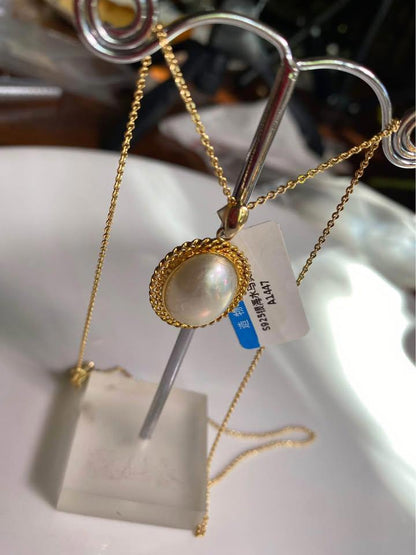 Gold plated s925 silver natural Mabe sea water Pearl necklace