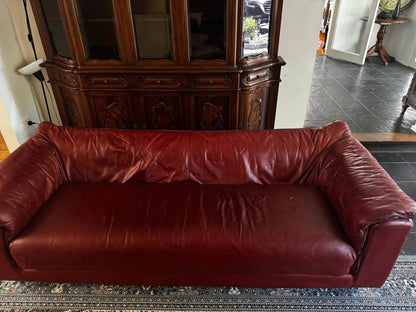 Vintage pure red leather sofa super comfortable 3 seats