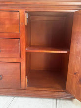 Load image into Gallery viewer, Solid timber refurbished sideboard antique style tall boy chest of drawers
