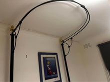 Load image into Gallery viewer, Antique king single iron frame over 100 years $500 with nearly new mattress
