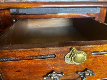 Antique 80 years+ walnut solid timber desk excellent condition pure brass acce
