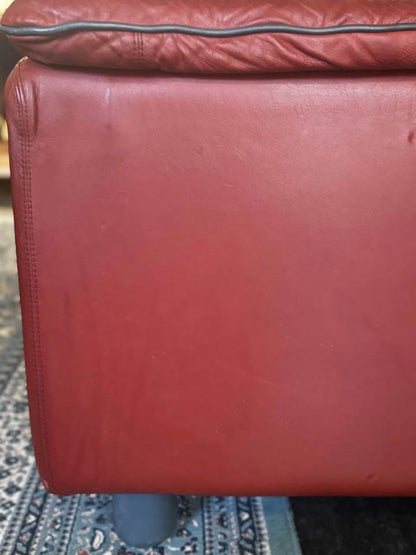 Vintage pure red leather sofa super comfortable 3 seats