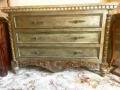 Baroque antique marble top chest of drawers hall stand Morocco  style