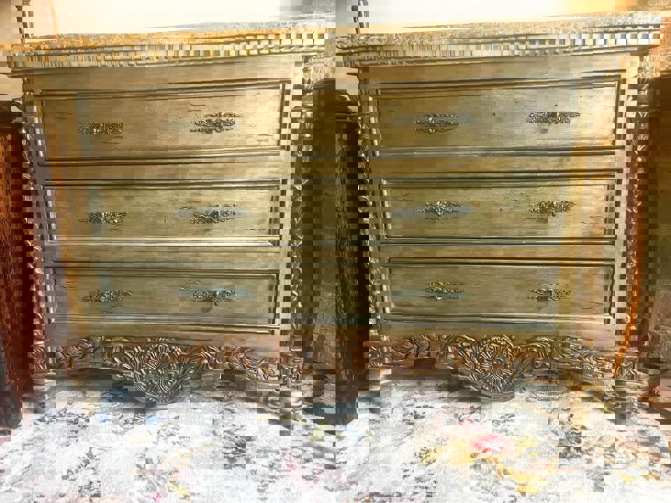 Baroque antique marble top chest of drawers hall stand Morocco  style
