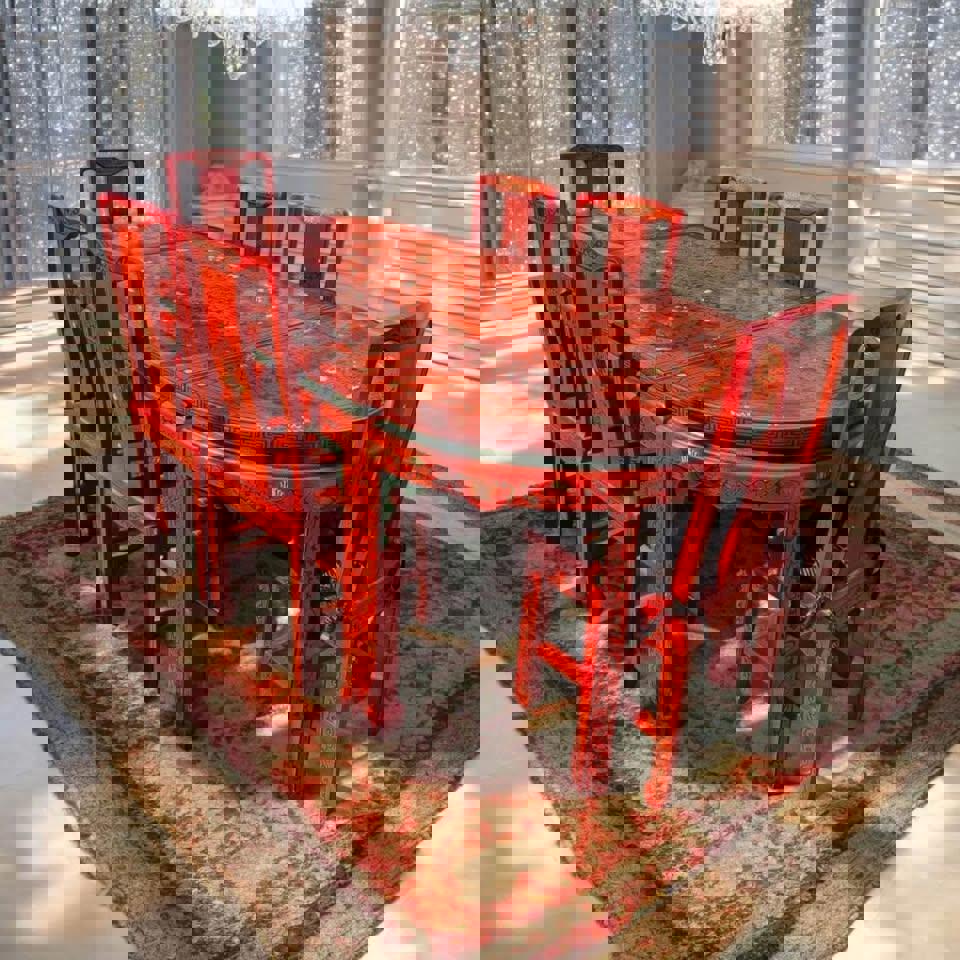 Antique Chinese Transformable Dining Set – 8 Chairs + Hall Stand+ round table