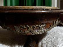 Load image into Gallery viewer, LOUIS XV Elegant Antique Round Side Table with Ornate Gold Detailing
