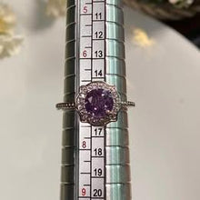 Load image into Gallery viewer, Natural Amethyst ring in silver adjustable purple ring
