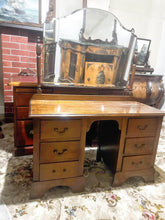 Load image into Gallery viewer, Antique solid timber walnut dresser dressing table large mirror excellent

