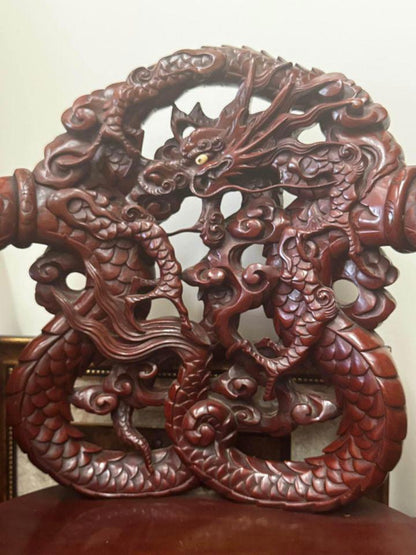 Antique Dragon chairs rosewood Qing dynasty with ivory eyes