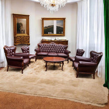 Load image into Gallery viewer, Perfect vintage real leather sofa set 7 seats 3 seat +2x single seat+ 2x armchair &amp; coffee table
