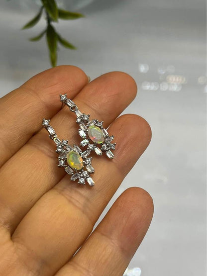 Natural Opal silver earrings last minute gift Christmas gift