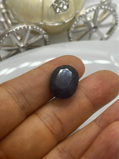 Natural sapphire 15.13ct brilliant cut Sri Lanka dark blue with GRS certificate