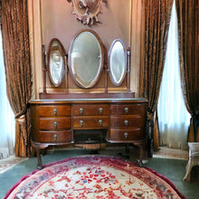 Load image into Gallery viewer, Mahogany antique dresser dressing table with glass table kidney style sideboard
