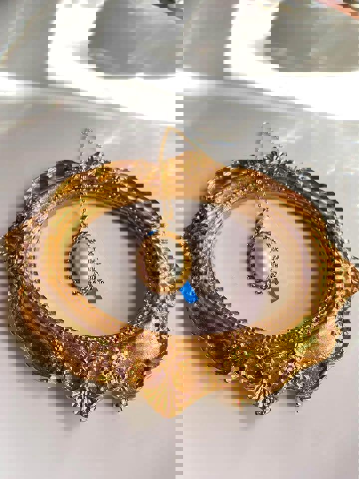 Gold plated s925 silver natural Mabe sea water Pearl necklace