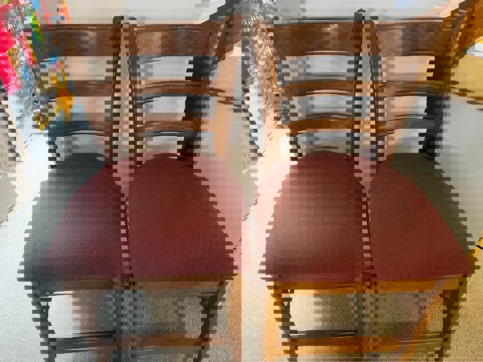 A pair of high chairs bar chairs solid timber