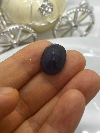 Natural sapphire 15.13ct brilliant cut Sri Lanka dark blue with GRS certificate