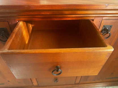 Solid timber refurbished sideboard antique style tall boy chest of drawers