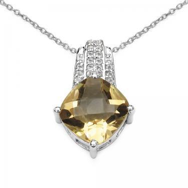 Sterling Silver 2.60 CTW Citrine Size 18 Designer Necklace Christmas