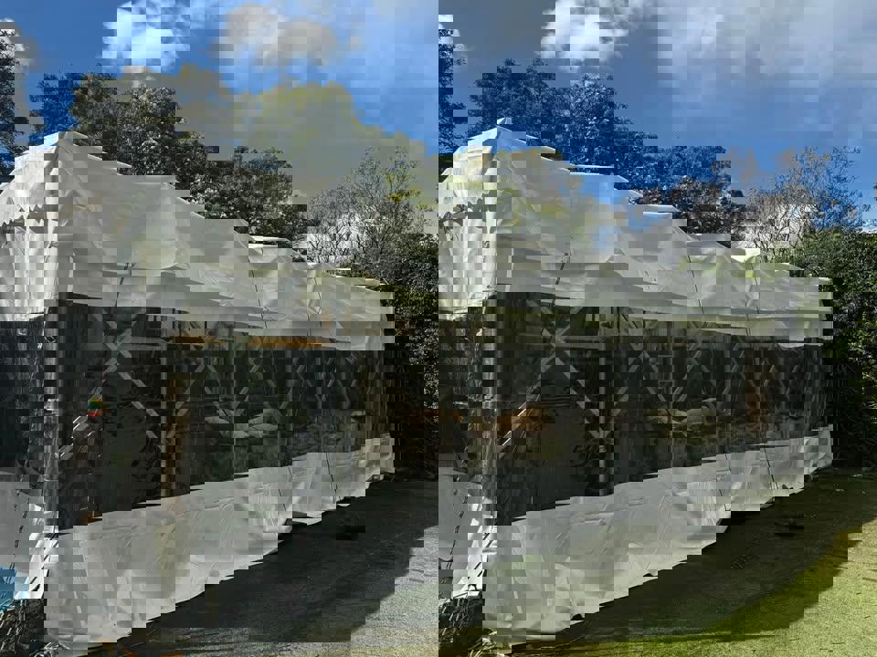 Extra heavy duty tent with wheels steel 3x9m temporary garage/storage/shed