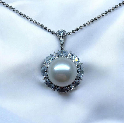 16MM giant natural Freshwater Pearl Pendant in S925 with certificate gift for her