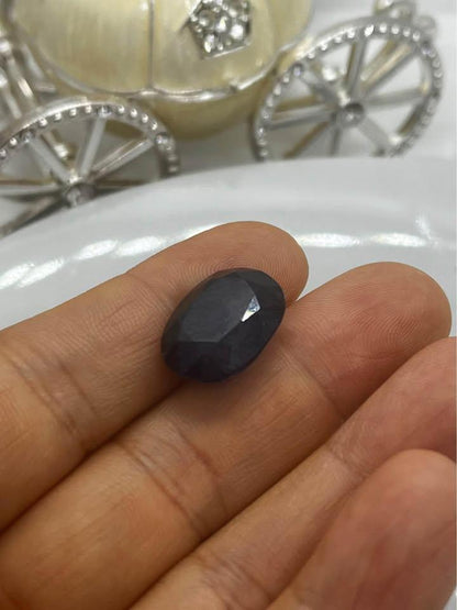 Natural sapphire 15.13ct brilliant cut Sri Lanka dark blue with GRS certificate