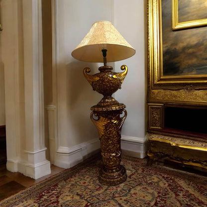 Marble like floor lamp can be separated two parts antique gold lamp table