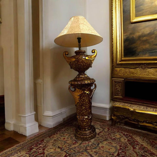 Marble like floor lamp can be separated two parts antique gold lamp table