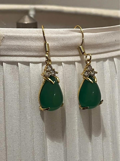 Natural green Jade earrings 18k gold filled 925 silver $239 and red jade necklaces $159