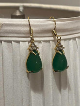 Load image into Gallery viewer, Natural green Jade earrings 18k gold filled 925 silver $239 and red jade necklaces $159
