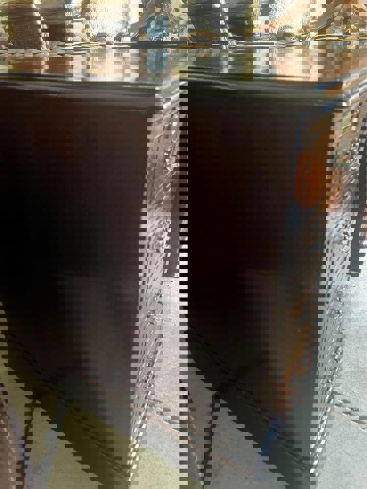 Antique 80 years+ walnut solid timber desk excellent condition pure brass acce