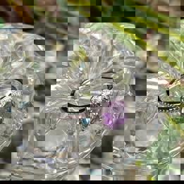 Natural Amethyst ring in silver adjustable purple ring