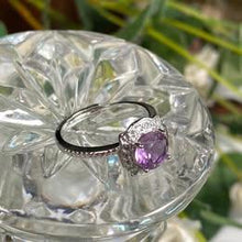 Load image into Gallery viewer, Natural Amethyst ring in silver adjustable purple ring
