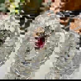 natural ruby pendant and ring set in S925 adjustable