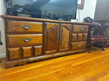 Load image into Gallery viewer, Vintage TV unit sideboard hall table tall boy chest of drawers solid timber
