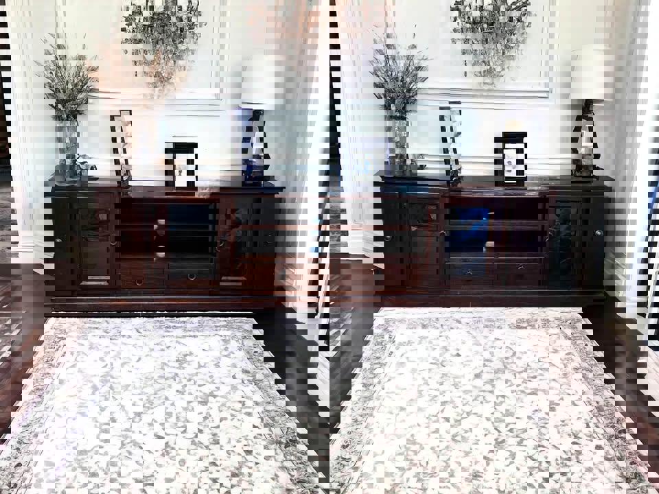 2.2m long TV cabinet solid timber TV stand entertainment table