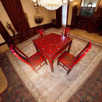 Antique Chinese Transformable Dining Set – 8 Chairs + Hall Stand+ round table