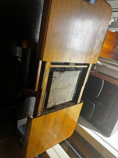 Antique small extended dining table solid timber with 4 chairs