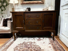 Load image into Gallery viewer, 152x 52x100cm walnut solid timber antique tall boy sideboard hall stand TV stand
