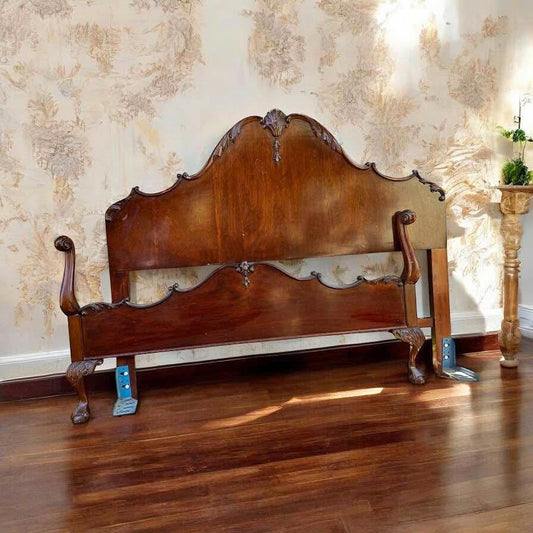 Antique solid mahogany double bed head and tail parts