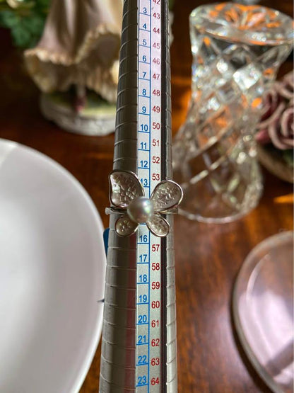 Natural Akoya pearl Butterfly ring in s925 adjustable size