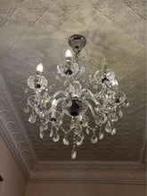 Load image into Gallery viewer, Large vintage Crystal pendant light 8 heads excellent crystal chandelier

