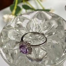 Load image into Gallery viewer, Natural Amethyst ring in silver adjustable purple ring
