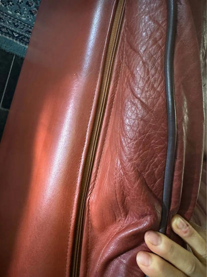 Vintage pure red leather sofa super comfortable 3 seats